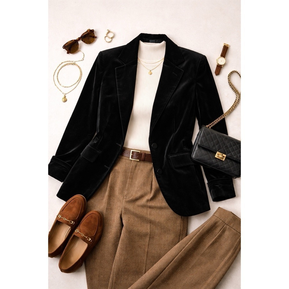 Vtg Orvis Black Velvet Blazer Womens 16 Dark Academia Tailored Jacket